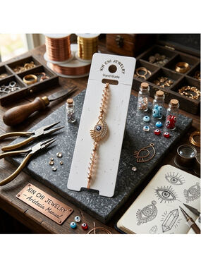 Women's Evil Eye Bracelet One Size Gold and Beige